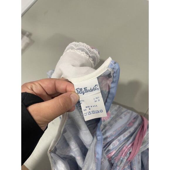 Polly Flinders Floral Tie Waist Lace Ruffle Cottage Core Girls Dress Vintage 6 - Picture 4 of 8